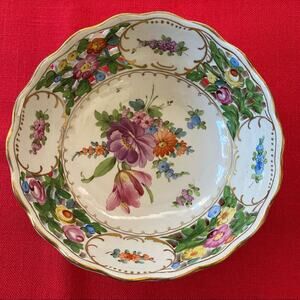 Schumann Bavaria Empress SP Dresden Pierced Gold‎ Edged Porcelain Bowl